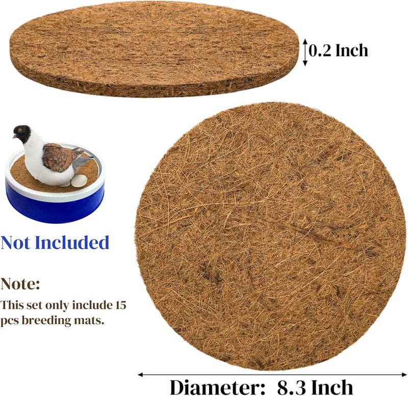 Eorbow 15 Packs Pigeon Nest Pads, Bird Breeding Mat for Chicken, Natural Coconut Fiber Bird Egg Mat, Nesting Bowl Box Pad for Parakeet Chicken, Pigeon Hatching Bedding Accessories - Image 2